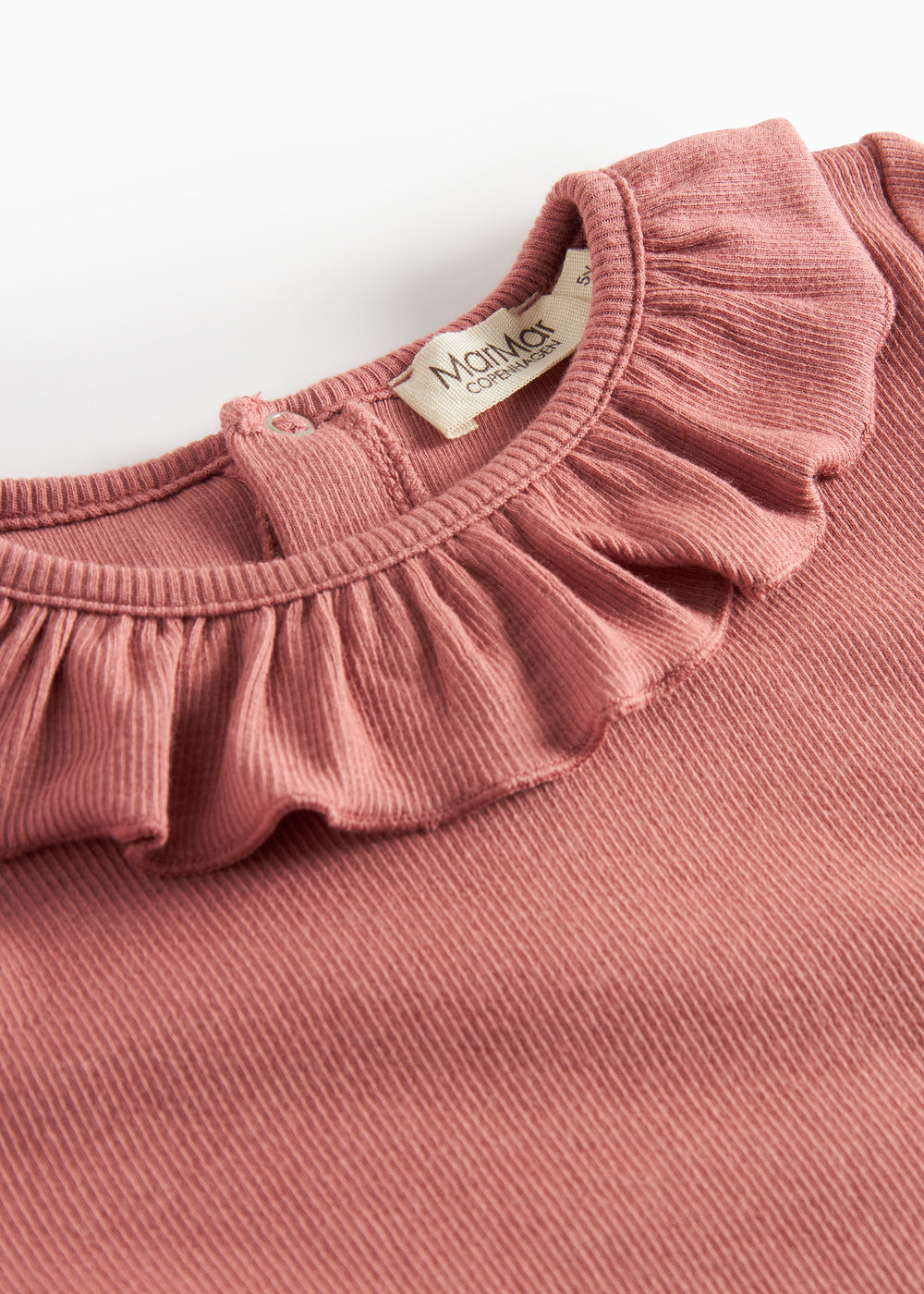 Støvet rosa bluse med flæsekrave og lange ærmer til børn