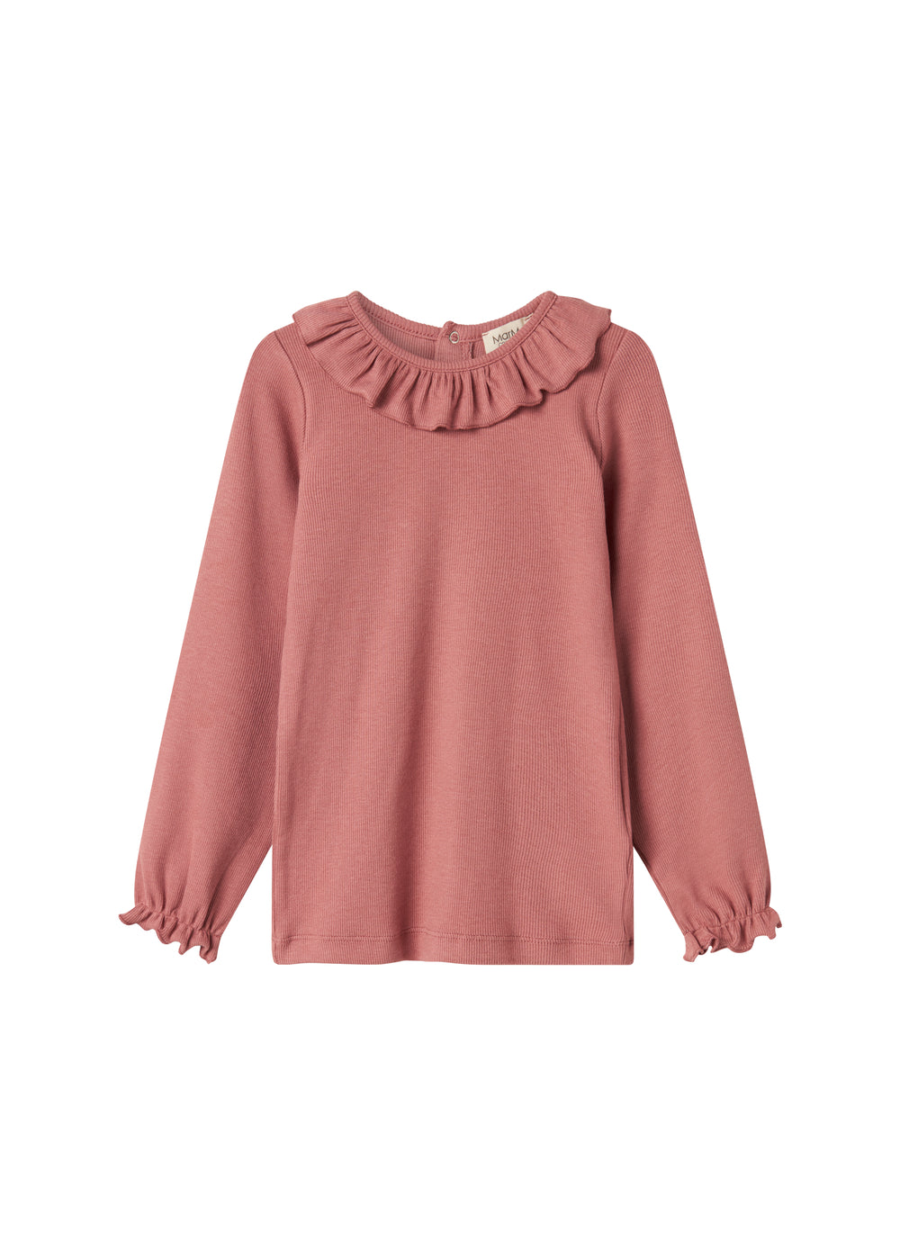 Støvet rosa bluse med flæsekrave og lange ærmer til børn