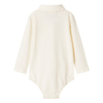 Creme hvid bodystocking med krave og lange ærmer til baby