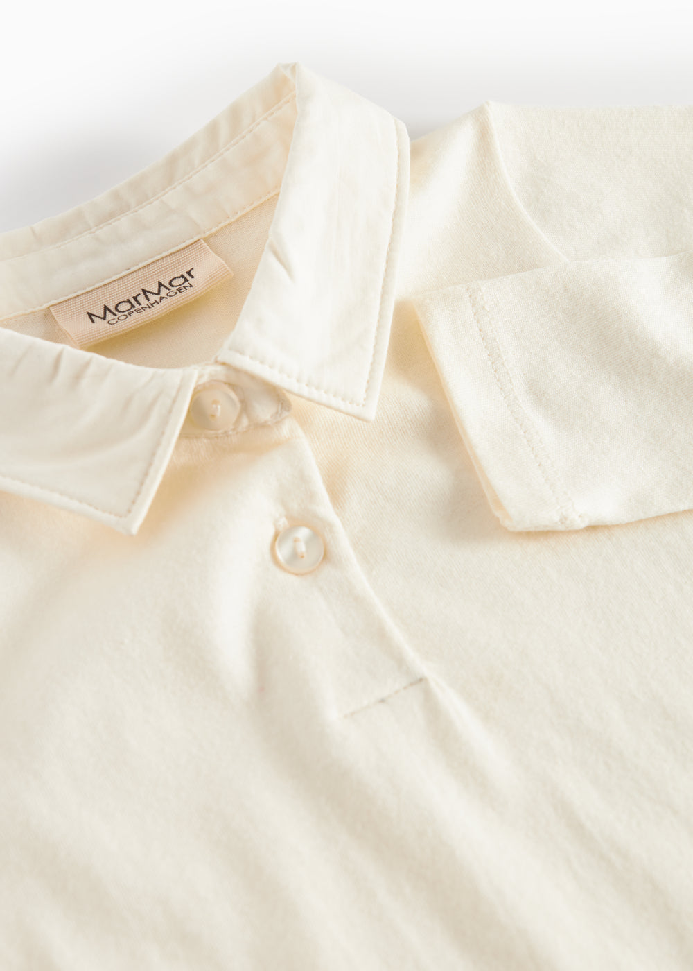 Creme hvid bodystocking med krave og lange ærmer til baby