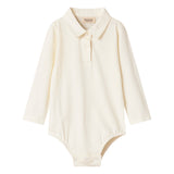 Creme hvid bodystocking med krave og lange ærmer til baby