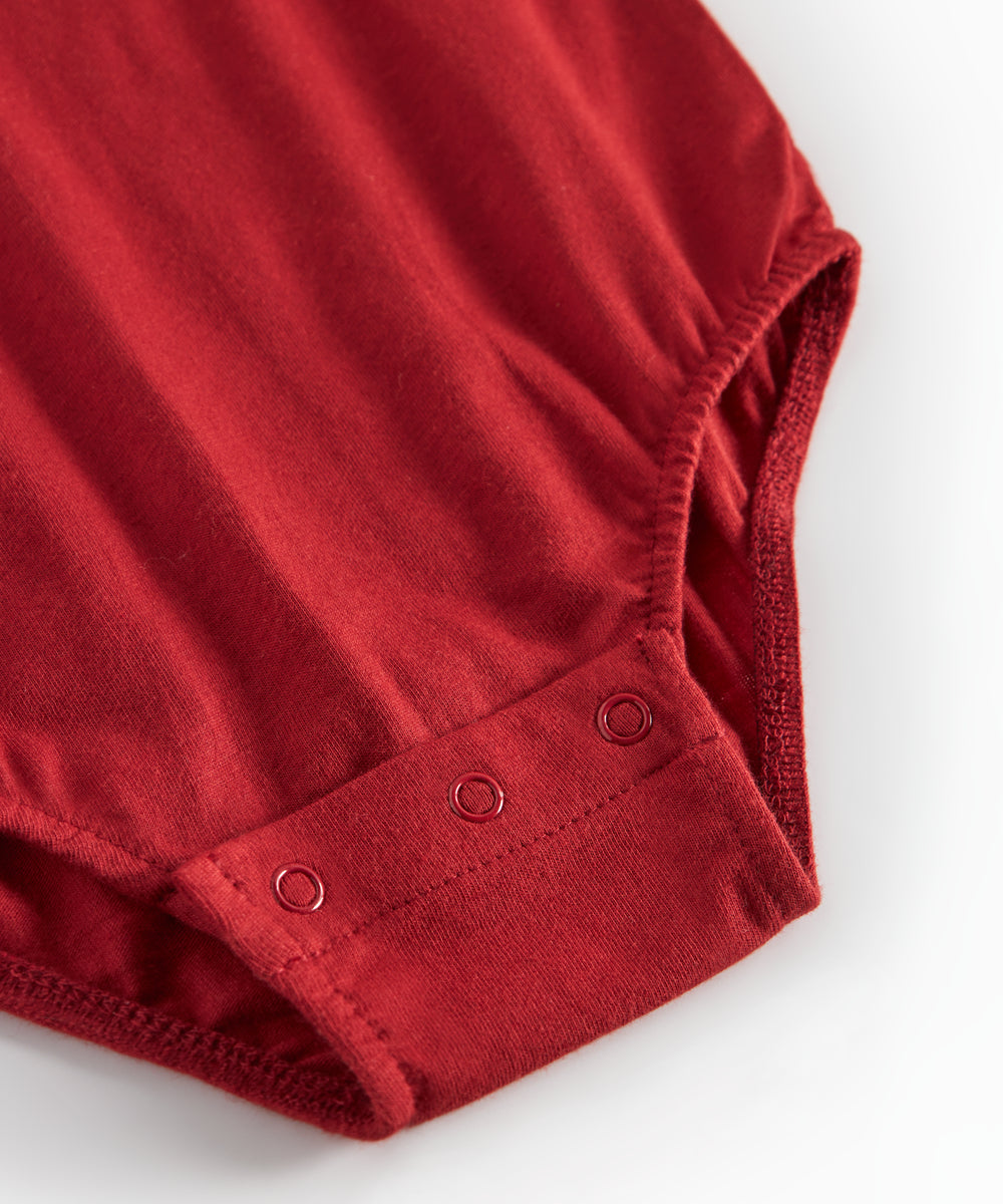 Julerød baby bodystocking 