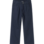 Mørkeblå festbukser med knaplukning og lommer til børn