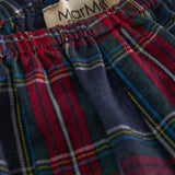 Mørkeblå og rød ternede bloomers med elastisk talje og benåbninger til baby