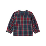 Mørkeblå og rød ternet juleskjorte med knapper og rund hals til baby