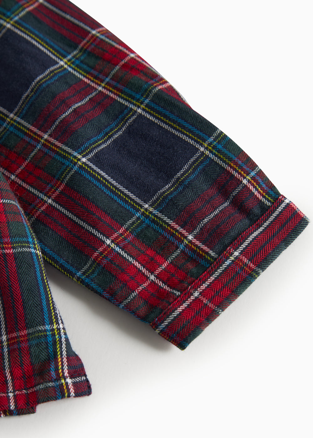 Mørkeblå og rød ternet juleskjorte med knapper og rund hals til baby