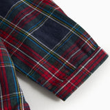 Mørkeblå og rød ternet juleskjorte med knapper og rund hals til baby