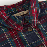 Mørkeblå, grøn og rød ternet juleskjorte med lange ærmer til børn