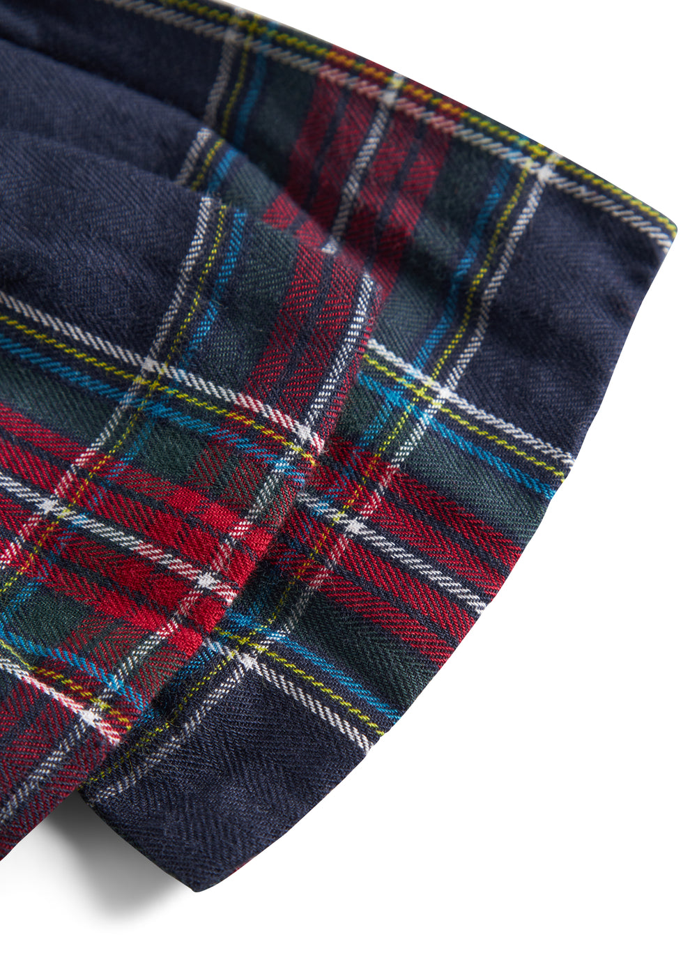 Ternet sløjfspænde i mørkeblå og rød ternet mønster med juleinspiration til børn