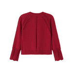 Rød juletrøje med fine hulmønstre og ribkanter til baby