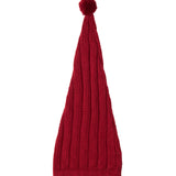 Rød strikket nissehue med kvast til baby