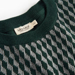 Strikket bluse med ternet mønster i mørkegrøn til børn