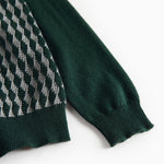 Strikket bluse med ternet mønster i mørkegrøn til børn