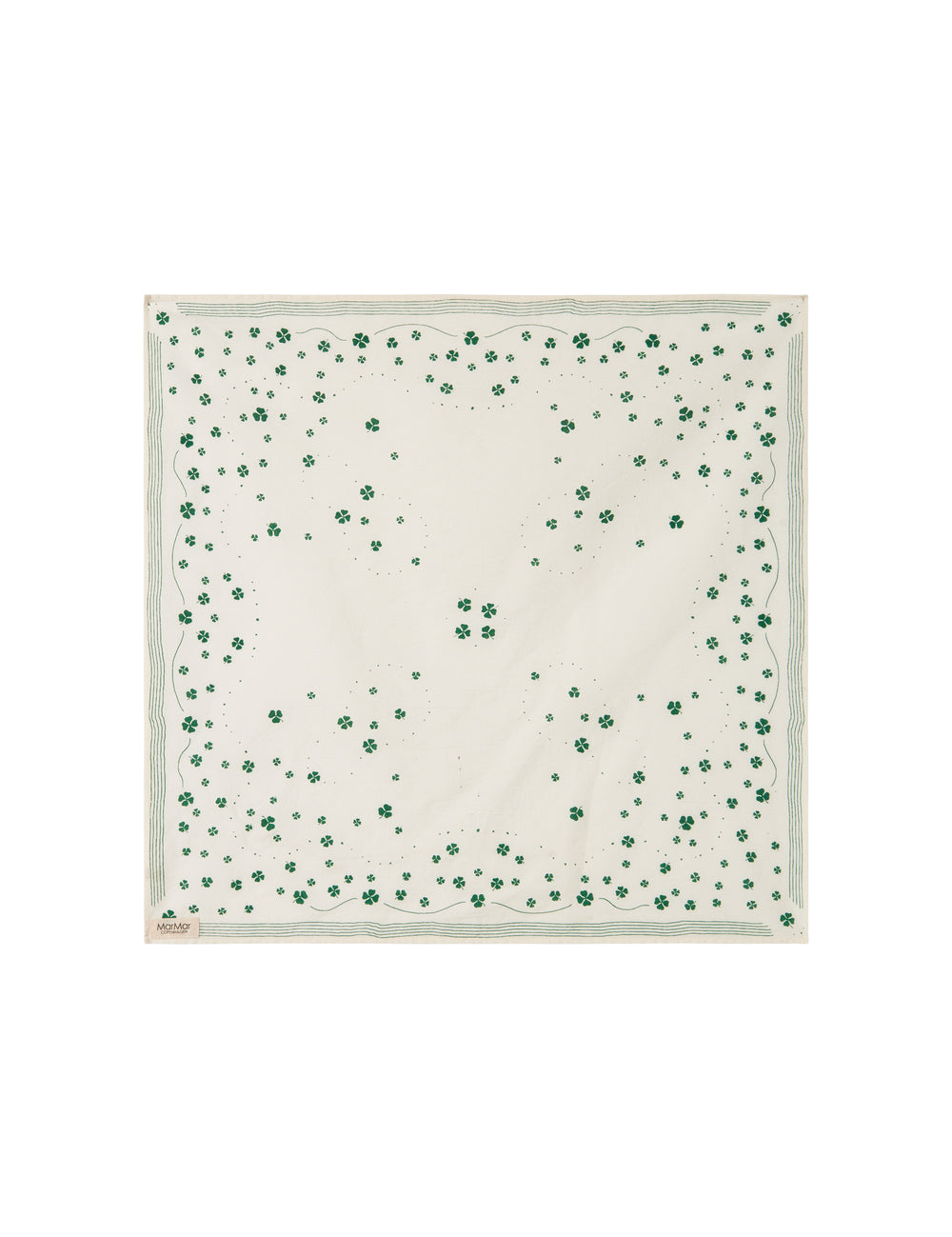 Beige tørklæde med grønt kløverprint