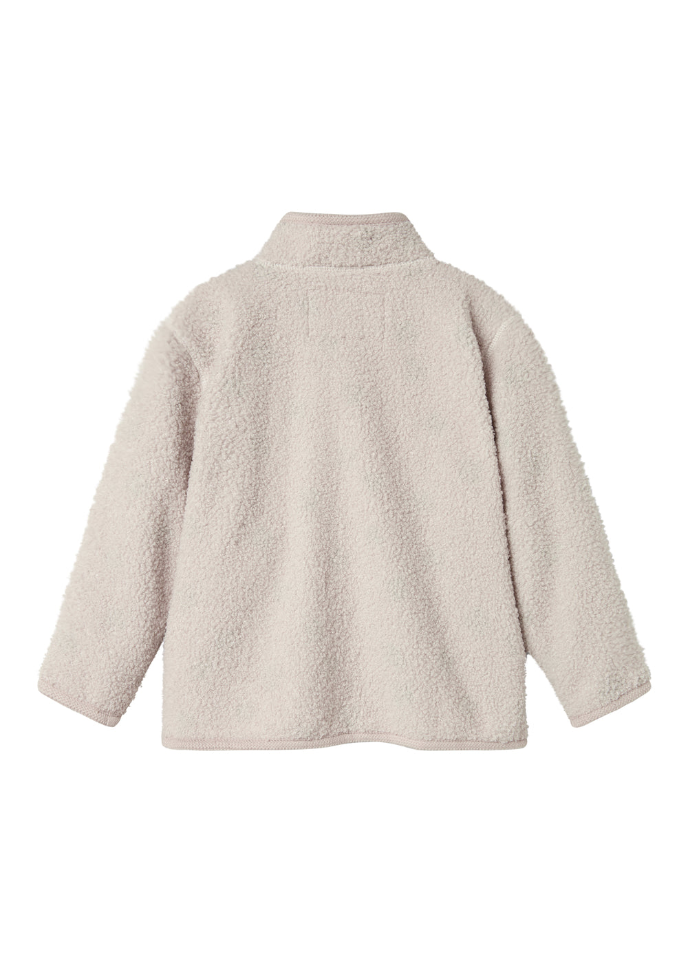 Beige fleecejakke med trykknapper og lommer til barn