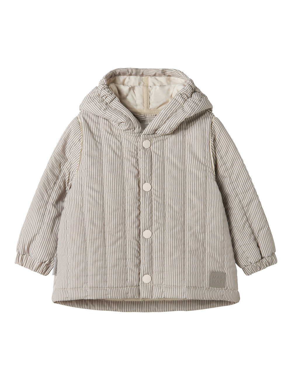 Brunstribet termo jakke med hætte og knapper til baby