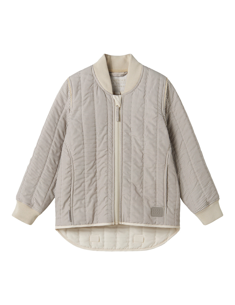 Mørkebrun stribet termo jakke til børn