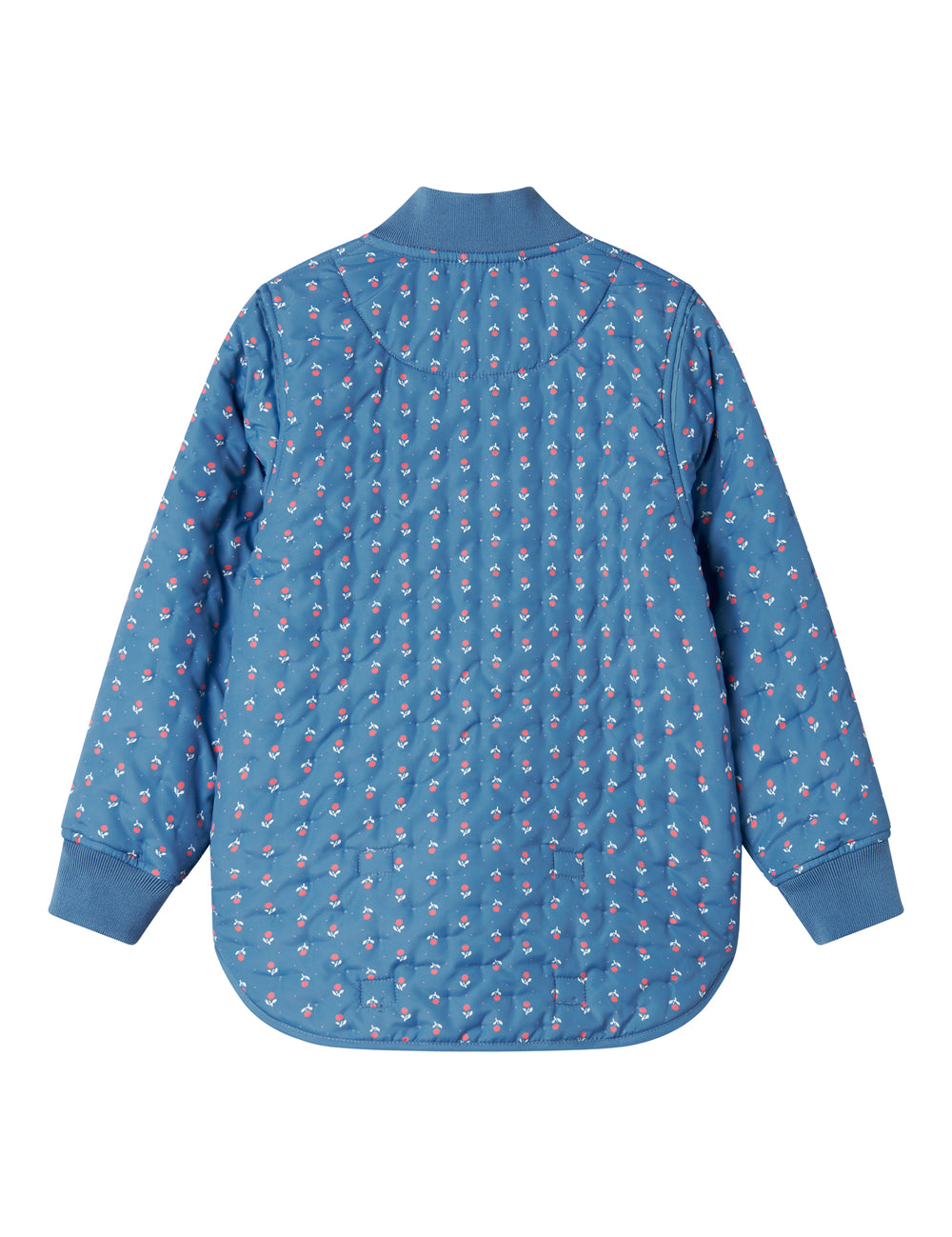 Blå termo jakke med blomstret print til barn