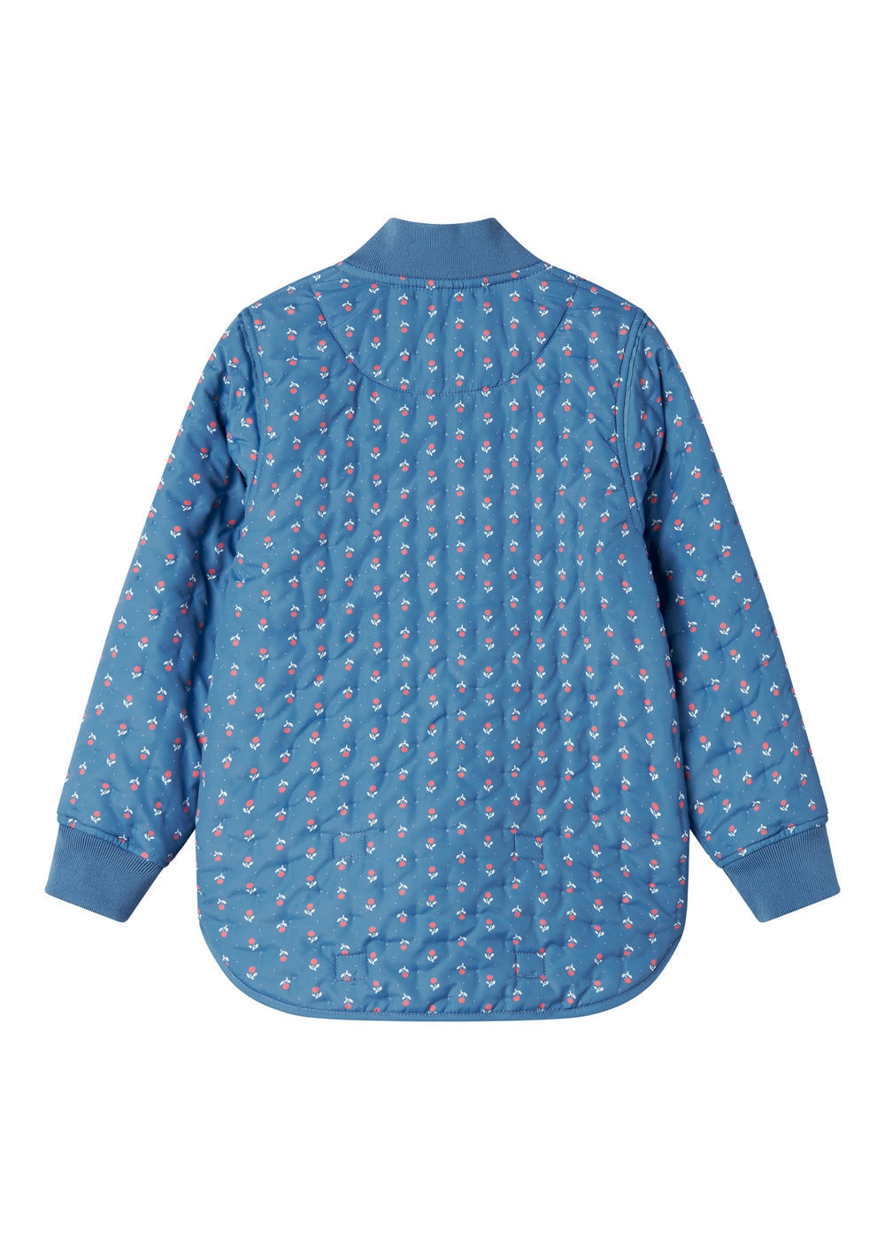 Blå termo jakke med blomstret print til barn