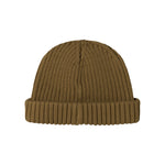 Brun strikket hue til børn med ombukket kant