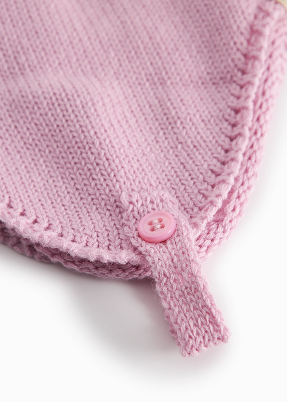 Ribbet lyserød hue til baby