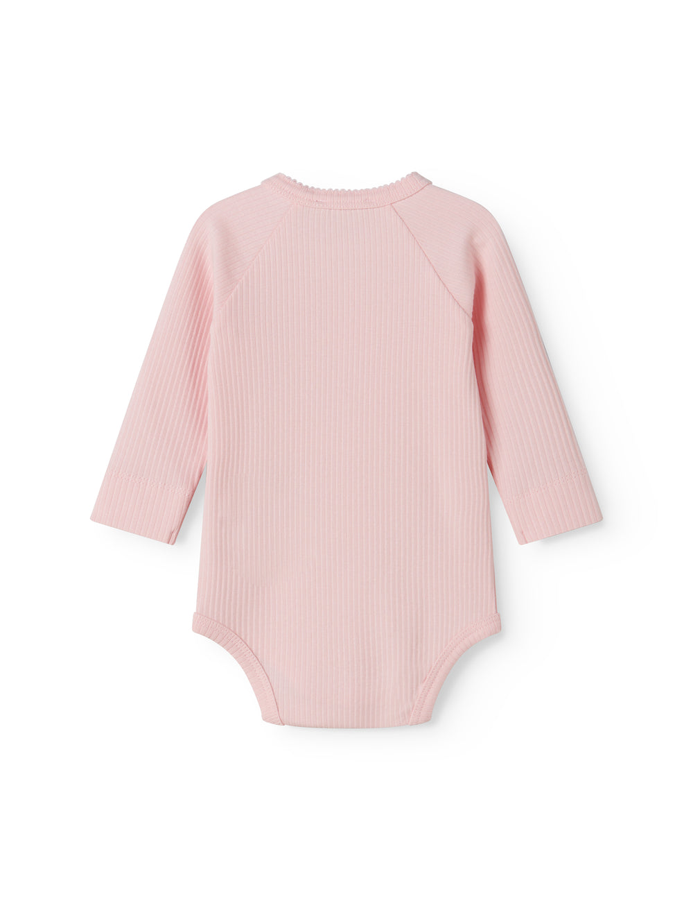 Langærmet lyserød baby bodystocking til nyfødte