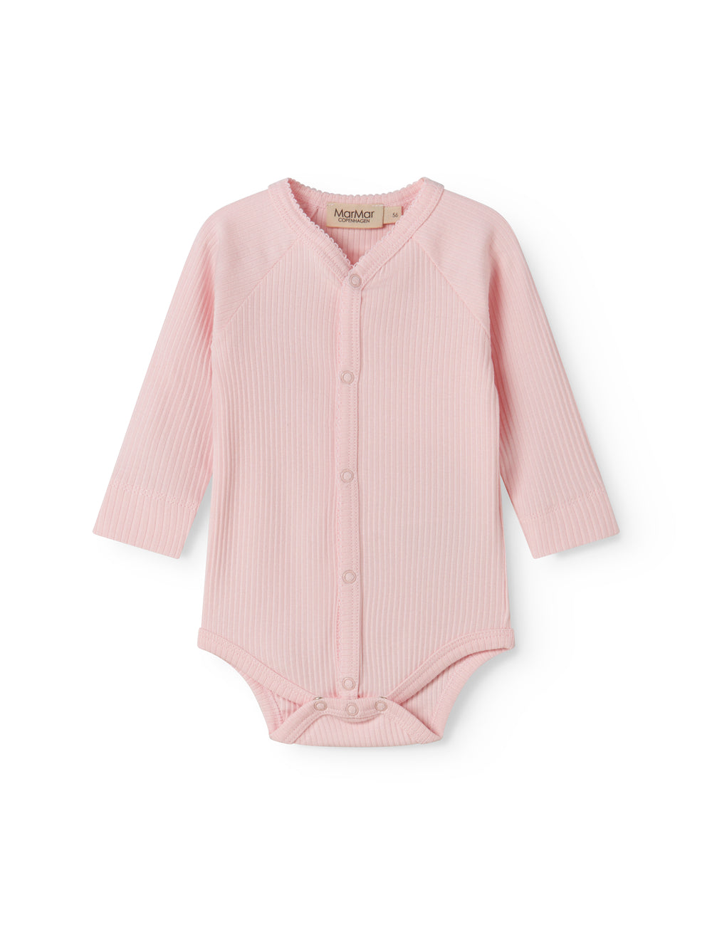 Langærmet lyserød baby bodystocking til nyfødte