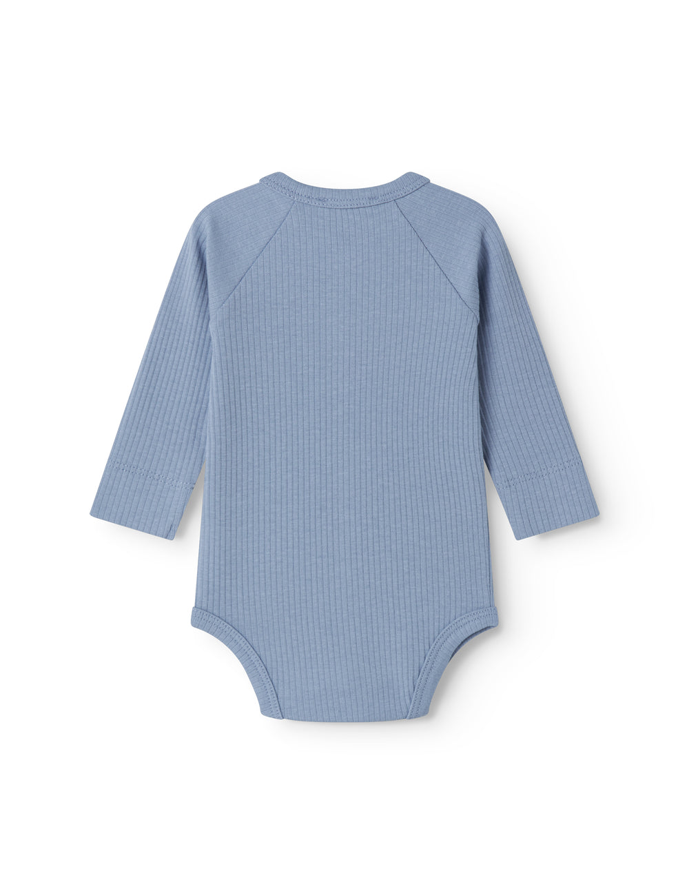 Langærmet lyseblå baby bodystocking til nyfødte