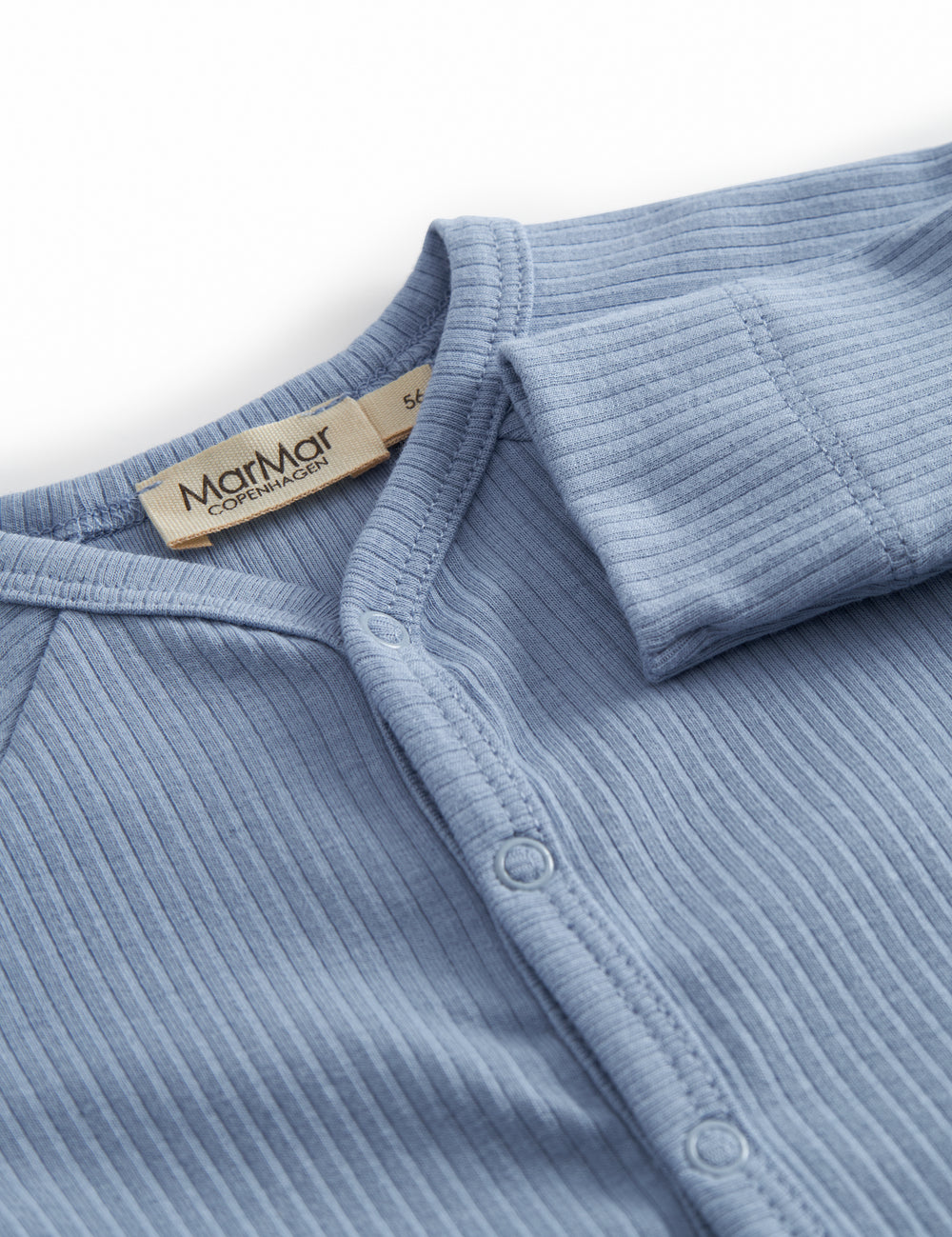 Lyseblå langærmet baby heldragt med knapper