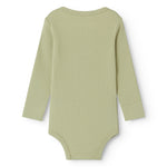 Lysegrøn langærmet baby bodystocking med stolpe knaplukning
