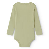 Lysegrøn langærmet baby bodystocking med stolpe knaplukning