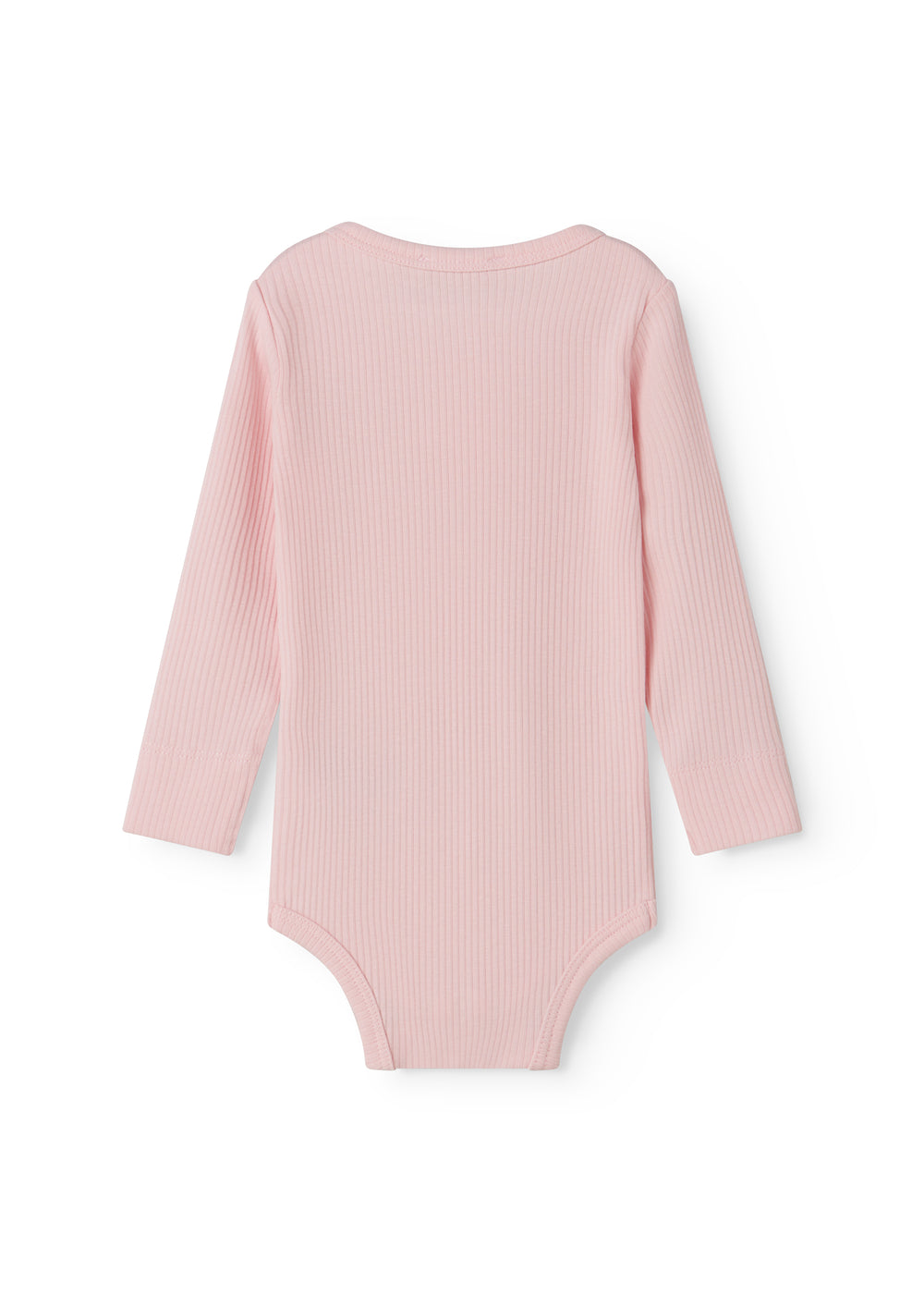 Lyserød langærmet baby bodystocking med stolpe knaplukning