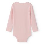 Lyserød langærmet baby bodystocking med stolpe knaplukning