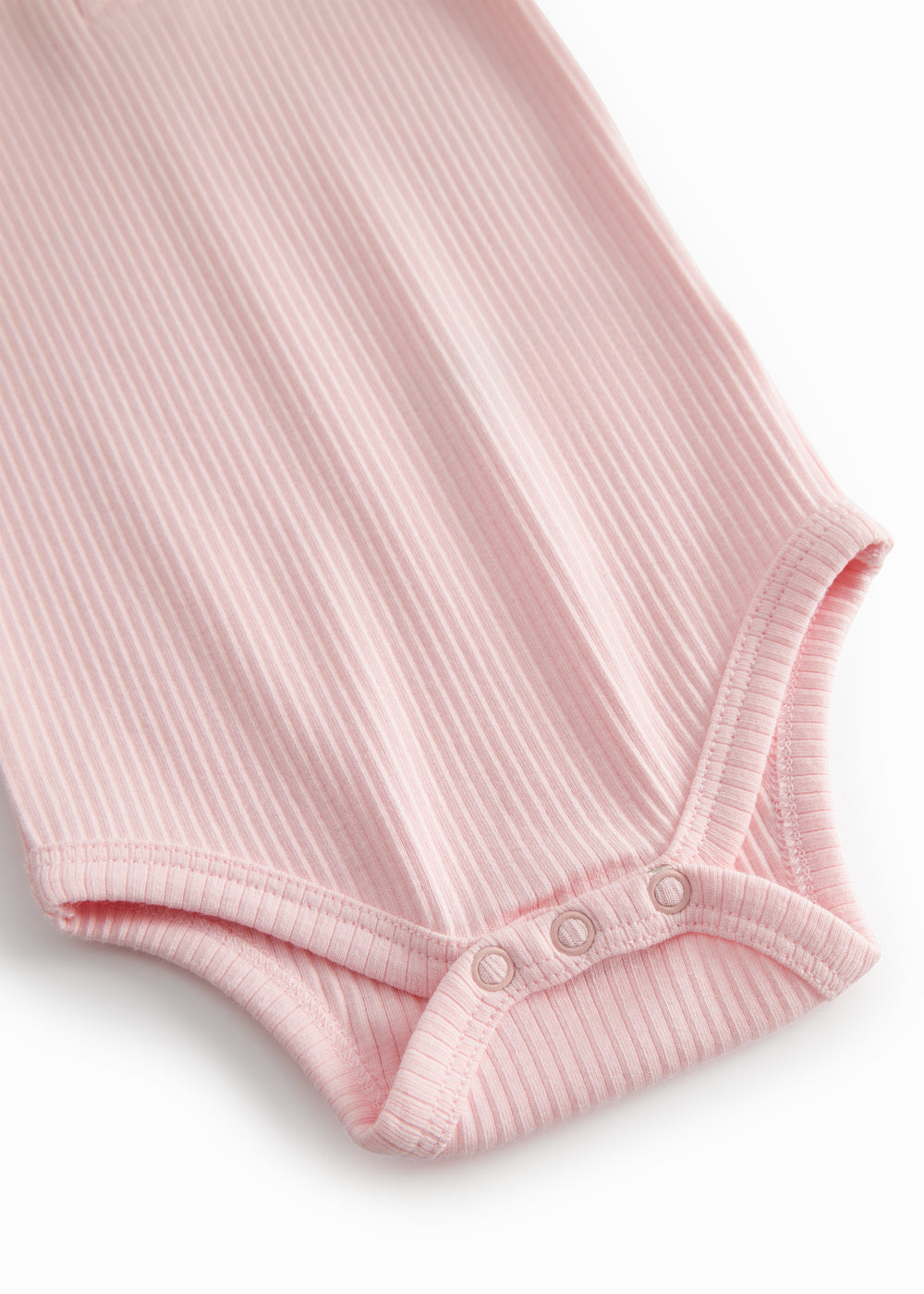 Lyserød langærmet baby bodystocking med stolpe knaplukning