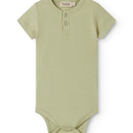 Lyserød kortærmet baby bodystocking med stolpe knaplukning