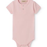 Lyserød kortærmet baby bodystocking med stolpe knaplukning