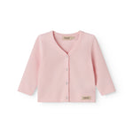 Langærmet lyserød modal baby cardigan med knapper
