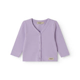 Langærmet lilla baby cardigan med knapper