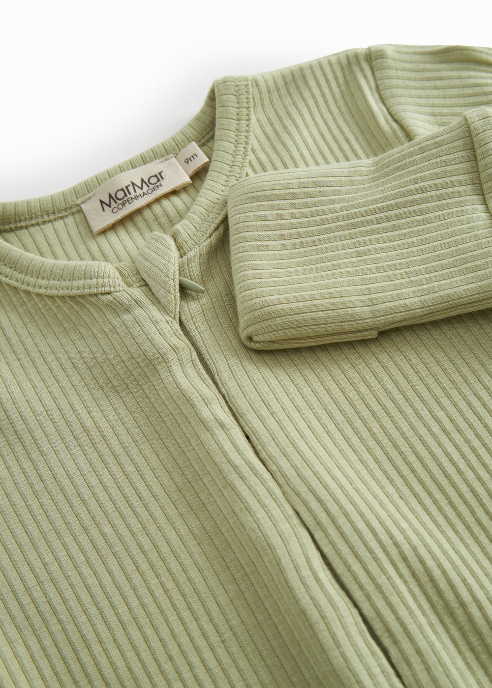 Langærmet lysegrøn heldragt med lynlås til børn