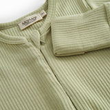 Langærmet lysegrøn heldragt med lynlås til børn