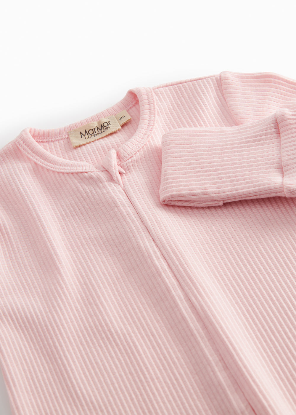 Langærmet lyserød heldragt med lynlås til børn