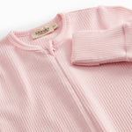 Langærmet lyserød heldragt med lynlås til børn