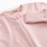 Langærmet lyserød heldragt med lynlås til børn