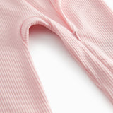 Langærmet lyserød heldragt med lynlås til børn