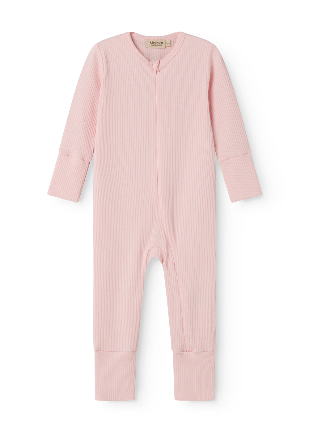 Langærmet lyserød heldragt med lynlås til børn