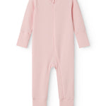 Langærmet lyserød heldragt med lynlås til børn