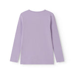 Langærmet modal ribstrikket t-shirt til børn i lila nuance med stolpe knaplukning