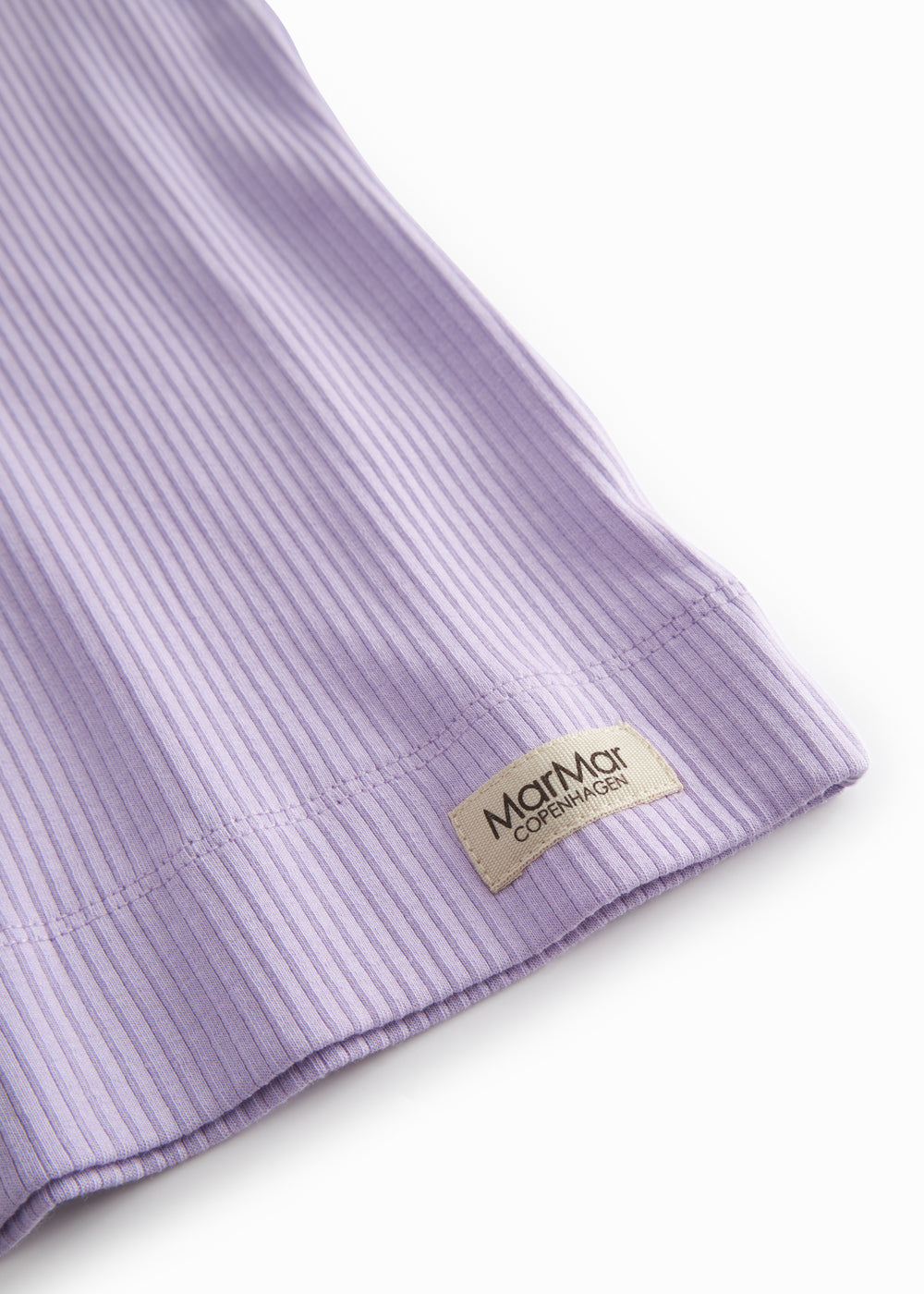 Langærmet modal ribstrikket t-shirt til børn i lila nuance med stolpe knaplukning