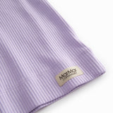 Langærmet modal ribstrikket t-shirt til børn i lila nuance med stolpe knaplukning