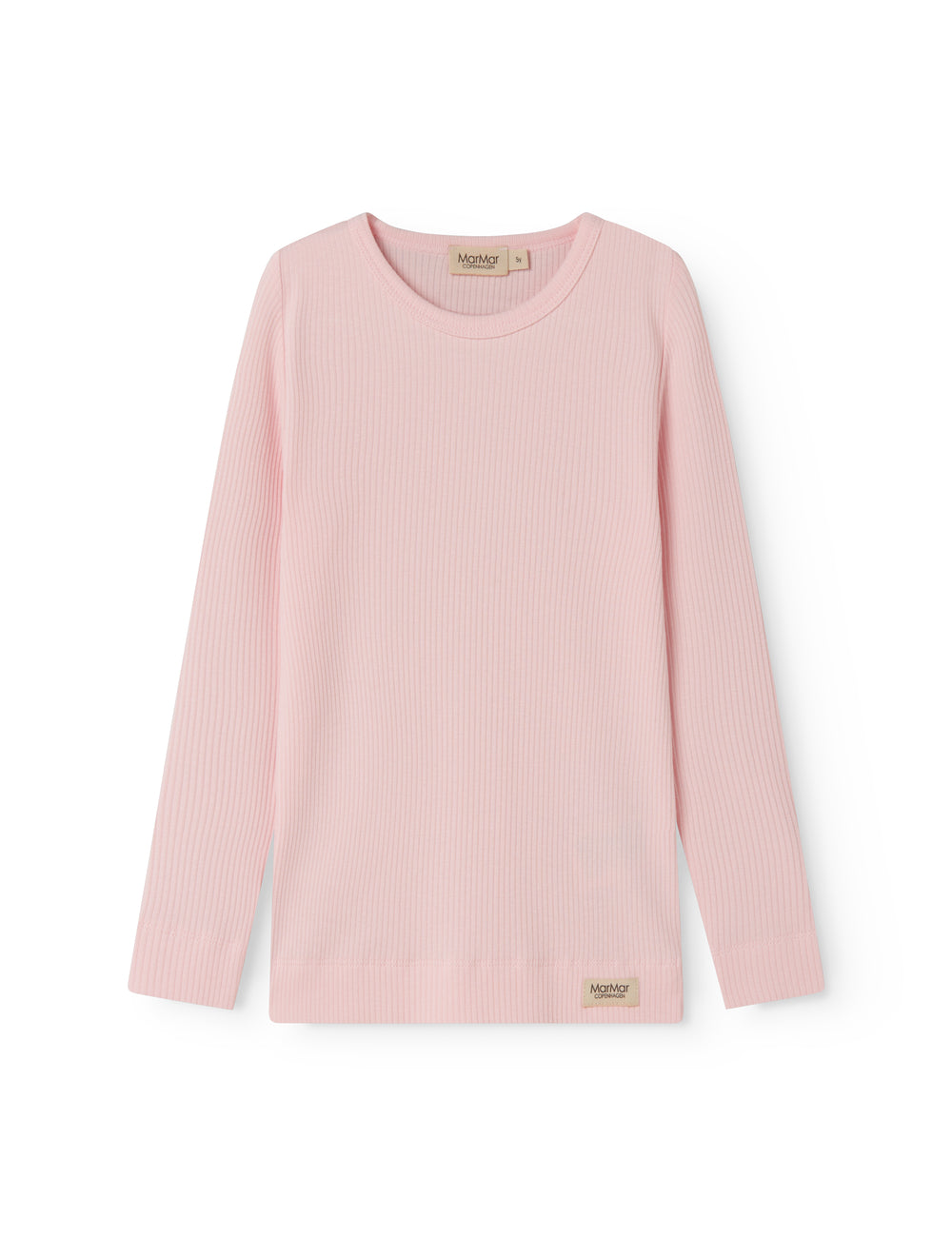 Lyseblå langærmet ribstrikket modal t-shirt til børn